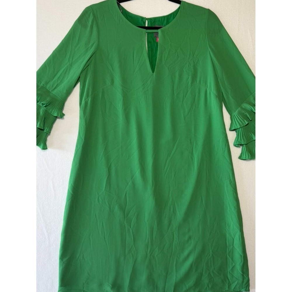 Vince Camuto Green Ruffle Sleeve Midi Dress | Size 10